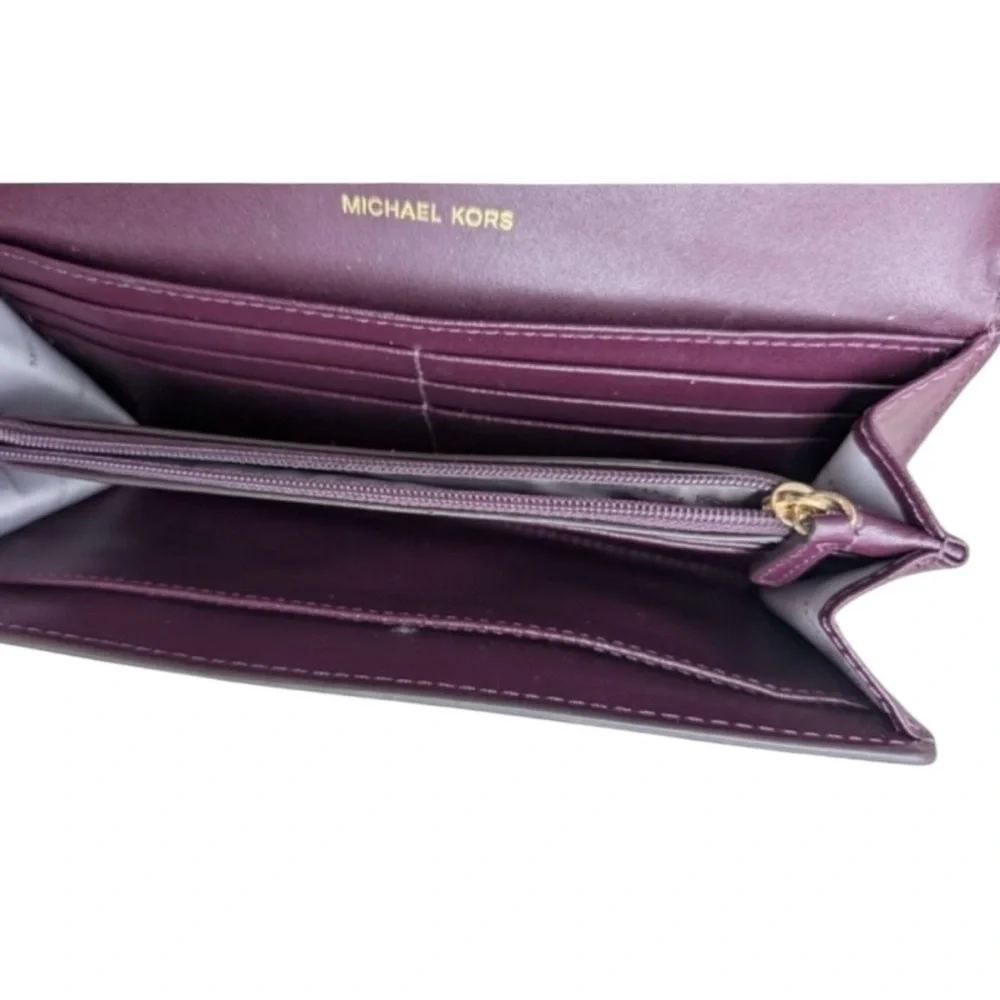 Michael Kors Sadie Leather Satchel & Mott Wallet Damson | Gold Hardware NWT - Picture 9 of 13